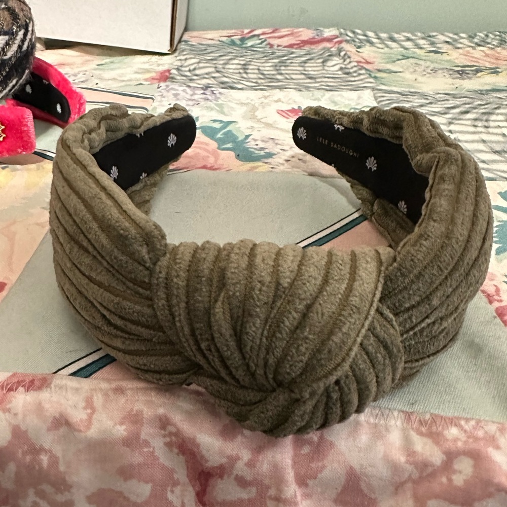 Lele Sadoughi Olive Corduroy Headband VEUC